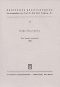 Cover: Der Kampf ums Recht (1872) - Vittorio Klostermann Verlag