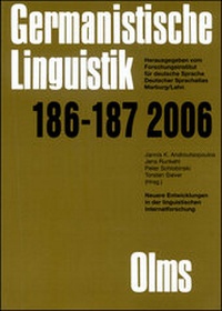 Abbildung von: Germanistische Linguistik / Neuere Entwicklungen in der linguistischen Internetforschung - Georg Olms Verlag
