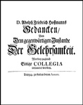 Cover: Gedancken &uuml;ber Christian Wolffens Logic (1729) - Georg Olms Verlag