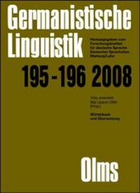 Abbildung von: Germanistische Linguistik / Wörterbuch und Übersetzung - Georg Olms Verlag