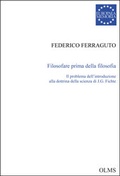 Cover: Filosofare prima della filosofia - Georg Olms Verlag