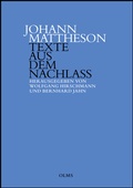 Cover: Johann Mattheson: Texte aus dem Nachlass - Georg Olms Verlag