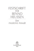 Cover: Festschrift Fuer Benno Heussen - Otto Schmidt Verlag