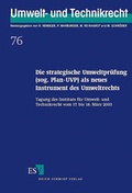 Bild: Die strategische Umweltprüfung (sog. Plan-UVP) als neues Instrument des Umweltrechts - Erich Schmidt Verlag