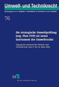 Bild: Die strategische Umweltprüfung (sog. Plan-UVP) als neues Instrument des Umweltrechts - Erich Schmidt Verlag