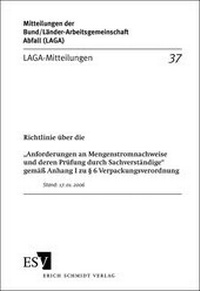 Abbildung von: LAGA-Mitteilung 37 - Erich Schmidt Verlag