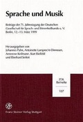 Cover: Sprache und Musik - Franz Steiner Verlag