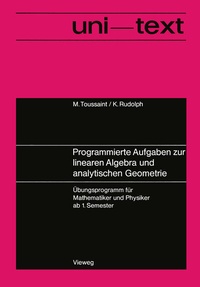 Abbildung von: Programmierte Aufgaben zur linearen Algebra und analytischen Geometrie - Vieweg+Teubner Verlag