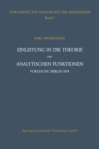 Abbildung von: Einleitung in die Theorie der analytischen Funktionen - Vieweg+Teubner Verlag