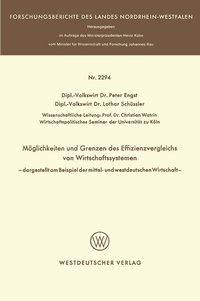 Abbildung von: Möglichkeit und Grenzen des Effizienzvergleichs von Wirtschaftssystemen - VS Verlag für Sozialwissenschaften