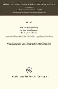 Abbildung von: Untersuchungen über integrierte Kettenverstärker - VS Verlag für Sozialwissenschaften