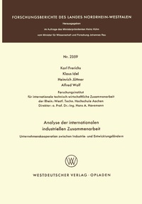 Abbildung von: Analyse der internationalen industriellen Zusammenarbeit - VS Verlag für Sozialwissenschaften