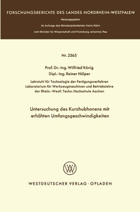 Abbildung von: Untersuchung des Kurzhubhonens mit erhöhten Umfangsgeschwindigkeiten - VS Verlag für Sozialwissenschaften