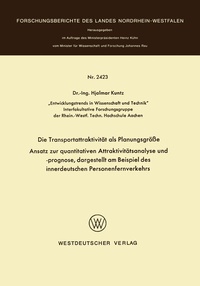 Abbildung von: Die Transportattraktivität als Planungsgröße - VS Verlag für Sozialwissenschaften