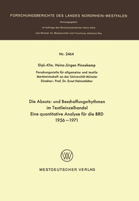 Abbildung von: Die Absatz- und Beschaffungsrhythmen im Textileinzelhandel - VS Verlag für Sozialwissenschaften