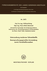 Abbildung von: Untersuchung moderner Schneidstoffe Beanspruchungsgerechte Anwendung sowie Verschleißursachen - VS Verlag für Sozialwissenschaften