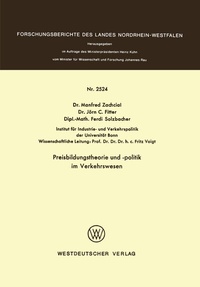 Abbildung von: Preisbildungstheorie und -politik im Verkehrswesen - VS Verlag für Sozialwissenschaften