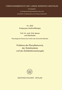 Abbildung von: Probleme der Phenylketonurie, der Galaktosämie und des Galaktokinasemangels - VS Verlag für Sozialwissenschaften