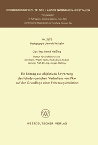 Abbildung von: Ein Beitrag zur objektiven Bewertung des fahrdynamischen Verhaltens von Pkw auf der Grundlage einer Fahrzeugsimulation - VS Verlag für Sozialwissenschaften