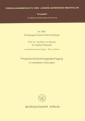 Cover: Photochemische Energie&uuml;bertragung in mizellaren L&ouml;sungen - VS Verlag f&uuml;r Sozialwissenschaften