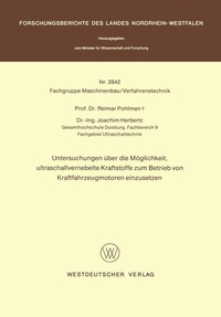 Abbildung von: Untersuchungen über die Möglichkeit, ultraschallvernebelte Kraftstoffe zum Betrieb von Kraftfahrzeugmotoren einzusetzen - VS Verlag für Sozialwissenschaften