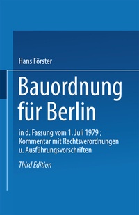Abbildung von: Bauordnung für Berlin in der Fassung vom 1. Juli 1979 - Vieweg+Teubner Verlag