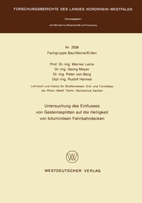 Abbildung von: Untersuchung des Einflusses von Gesteinssplitten auf die Helligkeit von bituminösen Fahrbahndecken - VS Verlag für Sozialwissenschaften
