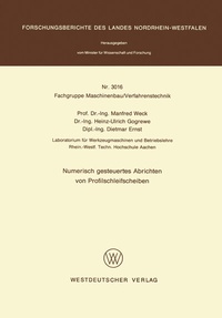 Abbildung von: Numerisch gesteuertes Abrichten von Profilschleifscheiben - VS Verlag für Sozialwissenschaften
