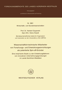 Bild: Wissenschaftlich-technische Mitarbeiter von Forschungs- und Entwicklungseinrichtungen als potentielle Spin-off-Gründer - VS Verlag für Sozialwissenschaften