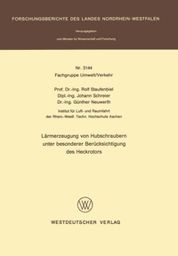 Abbildung von: Lärmerzeugung von Hubschraubern unter besonderer Berücksichtigung des Heckrotors - VS Verlag für Sozialwissenschaften