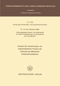 Cover: Analyse der Auswirkungen von unterschiedlichen Formen der Finanzierung &ouml;ffentlicher Verkehrsinvestitionen - VS Verlag f&uuml;r Sozialwissenschaften