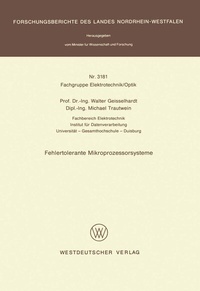 Abbildung von: Fehlertolerante Mikroprozessorsysteme - VS Verlag für Sozialwissenschaften