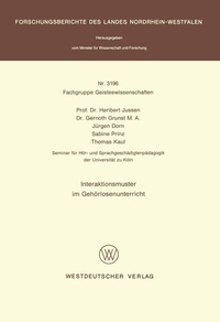 Abbildung von: Interaktionsmuster im Gehörlosenunterricht - VS Verlag für Sozialwissenschaften