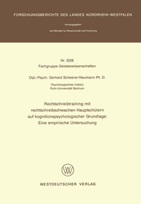 Abbildung von: Rechtschreibtraining mit rechtschreibschwachen Hauptschülern auf kognitionspsychologischer Grundlage: Eine empirische Untersuchung - VS Verlag für Sozialwissenschaften