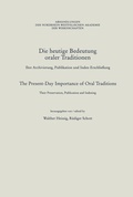 Cover: Die heutige Bedeutung oraler Traditionen / The Present-Day Importance of Oral Traditions - VS Verlag f&uuml;r Sozialwissenschaften