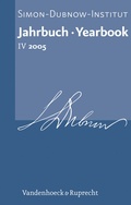 Cover: Jahrbuch des Simon-Dubnow-Instituts / Simon Dubnow Institute Yearbook IV/2005 - Vandenhoeck & Ruprecht