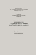 Cover: Griechische Anaphorenfragmente aus &Auml;gypten und Nubien - VS Verlag f&uuml;r Sozialwissenschaften