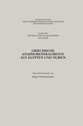 Cover: Griechische Anaphorenfragmente aus &Auml;gypten und Nubien - VS Verlag f&uuml;r Sozialwissenschaften