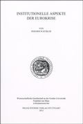 Cover: Institutionelle Aspekte der Eurokrise - Franz Steiner Verlag