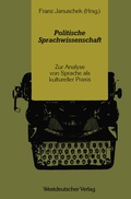 Cover: Politische Sprachwissenschaft - VS Verlag f&uuml;r Sozialwissenschaften