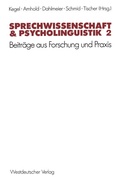 Cover: Sprechwissenschaft & Psycholinguistik 2 - VS Verlag f&uuml;r Sozialwissenschaften