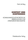 Cover: Kontext und Kontingenz - VS Verlag f&uuml;r Sozialwissenschaften