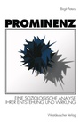 Cover: Prominenz - VS Verlag für Sozialwissenschaften