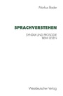 Cover: Sprachverstehen - VS Verlag für Sozialwissenschaften