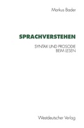 Cover: Sprachverstehen - VS Verlag f&uuml;r Sozialwissenschaften