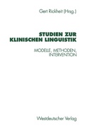 Cover: Studien zur Klinischen Linguistik - VS Verlag f&uuml;r Sozialwissenschaften