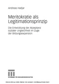 Cover: Meritokratie als Legitimationsprinzip - VS Verlag f&uuml;r Sozialwissenschaften