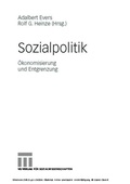 Cover: Sozialpolitik - VS Verlag f&uuml;r Sozialwissenschaften