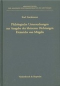 Cover: Philologische Untersuchungen zur Ausgabe der kleineren Dichtungen Heinrichs von M&uuml;geln - Vandenhoeck & Ruprecht