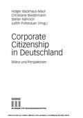 Cover: Corporate Citizenship in Deutschland - VS Verlag f&uuml;r Sozialwissenschaften